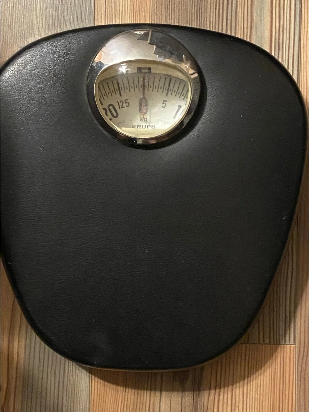 Vintage Krups MCM Germany Chrome & Faux Leather Analog kg Bathroom Scale